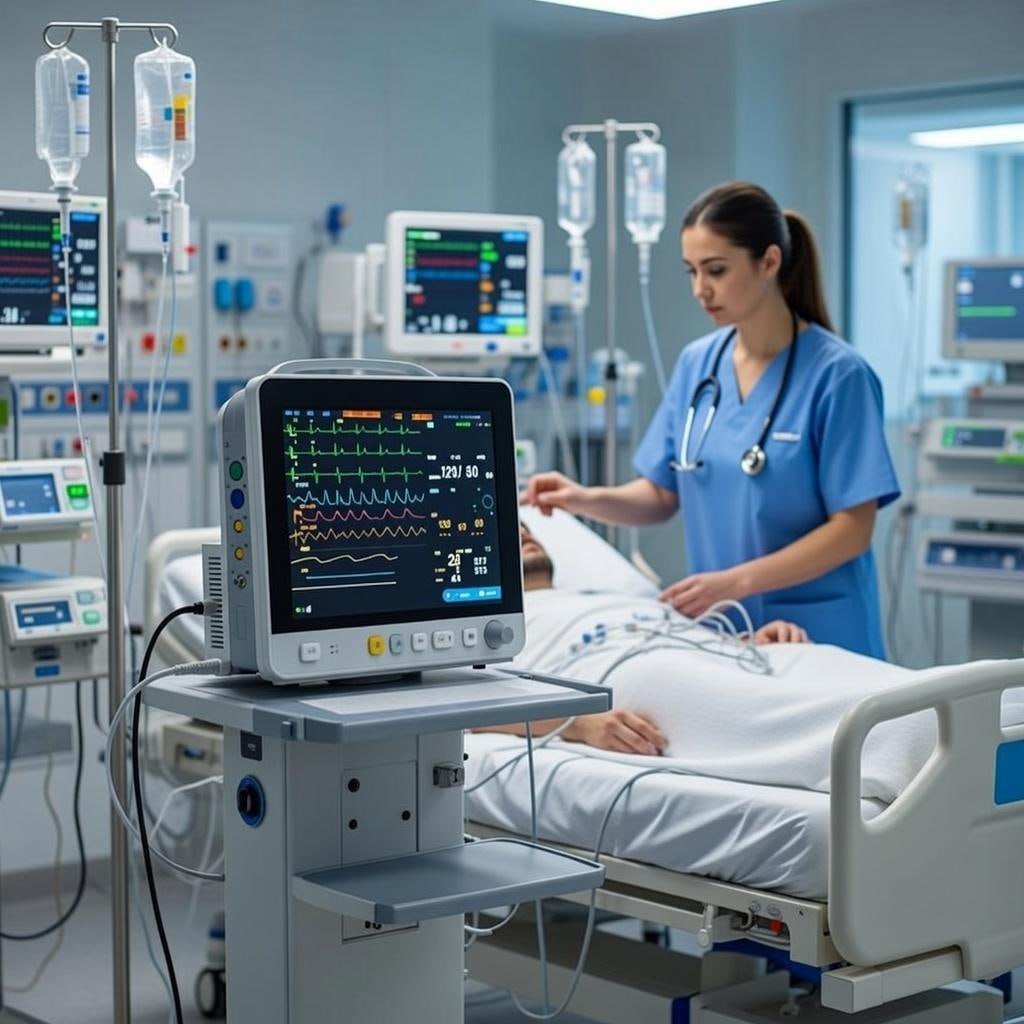 Medical professionals exploring patient monitoring technology